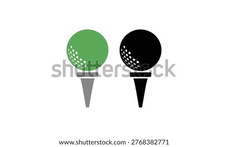 Golf ball on tee icon set for professional sports equipment branding logo.