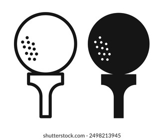 golf ball on tee iconicon vector collection in outlined and solid style