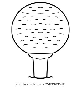 golf ball on the tee illustration hand drawn outline vector