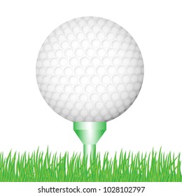 golf ball on tee isolated on white background