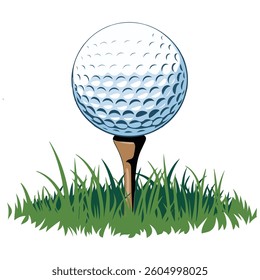 Golf ball on tee isolated vector illustration on white background