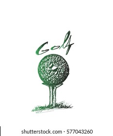 Golf ball on a tee isolated, vector illustration 
