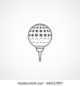 Golf Ball On Tee Line Icon On White Background