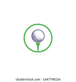 Golf ball on tee logo vector illustration.