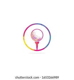 Golf ball on tee logo vector illustration.