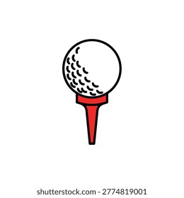 Golf ball on tee ready for swing in simple illustration style Vector