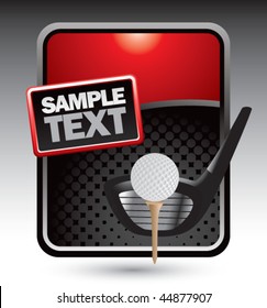 golf ball on tee red stylized advertisement