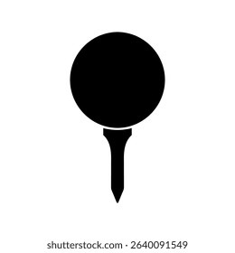 Golf ball on tee silhouette vector flat illustration design.