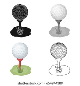 Golf ball on tee single icon in cartoon style vector symbol stock illustration web.