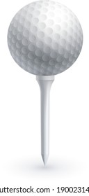 Golf ball on a golf tee. Sports theme. Vector illustration.
