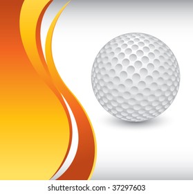 golf ball on vertical orange wave background