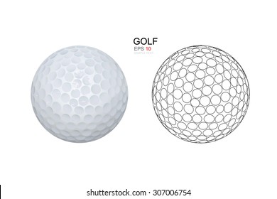 Golf ball on white background. Vector illustration.