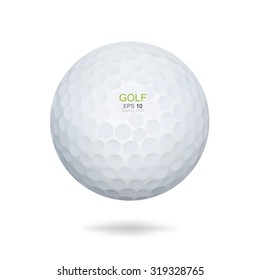 Golf ball on white background. Vector illustration.