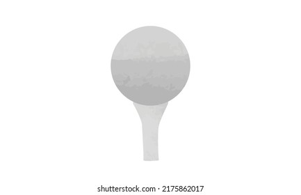 Golf ball on white tee clipart. Simple golf ball on the stand watercolor style vector illustration isolated on white background. Golf ball on tee isolated. Golf ball tee carto on hand drawn style