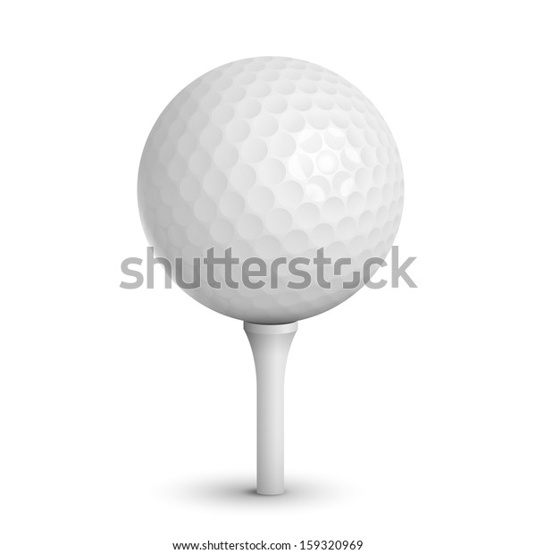 白いt型のリアルなベクターイラストにゴルフボール のベクター画像素材 ロイヤリティフリー