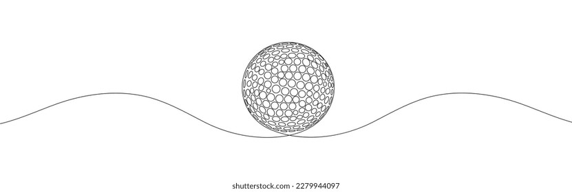 Golf ball one line art. Continuous line drawing of ball