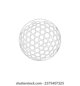 Golf Ball in outline sketch flat icon style, vector illustration. Sports equipment design element template in trendy style. Editable graphic resources for many purposes.