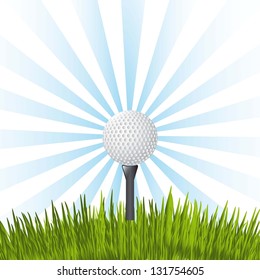 golf ball over blue background. vector illustration