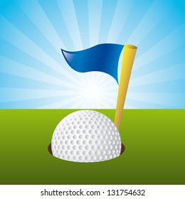 golf ball over landscape background. vector illustration
