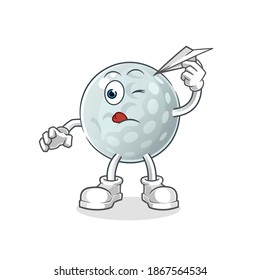 golf ball with paper plane character. cartoon mascot vector