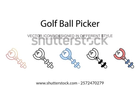 Golf Ball Picker icon design with white background stock illustration