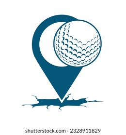Golf ball and pin location mark vector illustration