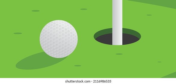 Golfball und Golf auf grünem Hintergrund