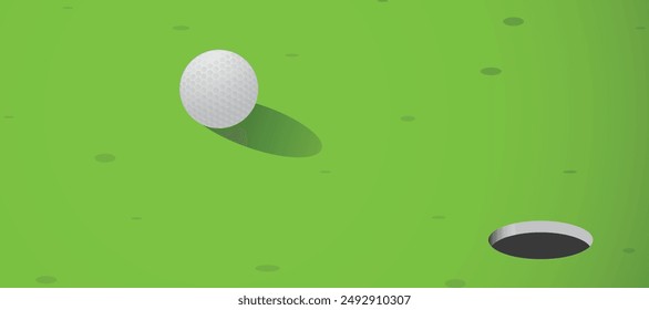 golf ball and playing golf on green ground