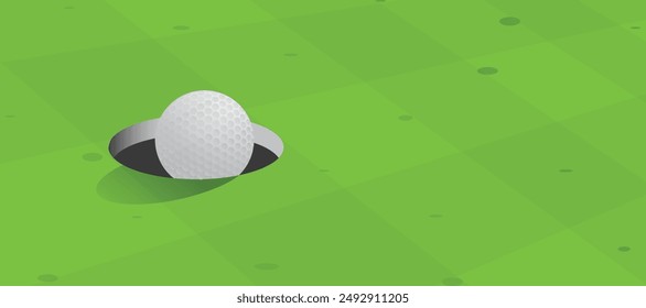 pelota de golf y jugar al golf en terreno verde