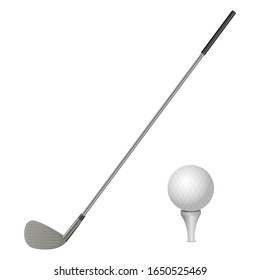 Golf ball and putter vector design illustration isolated on white background