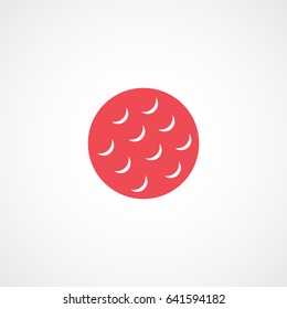 Golf Ball Red Flat Icon On White Background