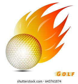 golf ball with red orange yellow tone of the fire in white background. golf ball logo club. vector. illustration. graphic design. 