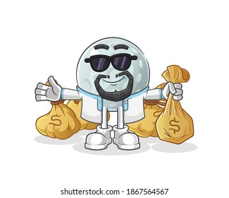 golf ball rich arabian mascot. cartoon vector