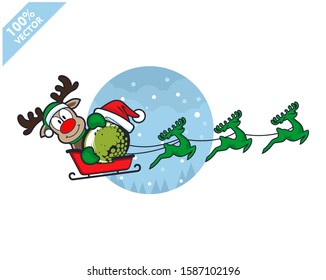 Golf ball with santa claus christmas theme logo vector