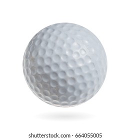 Golf ball with shadow on white background