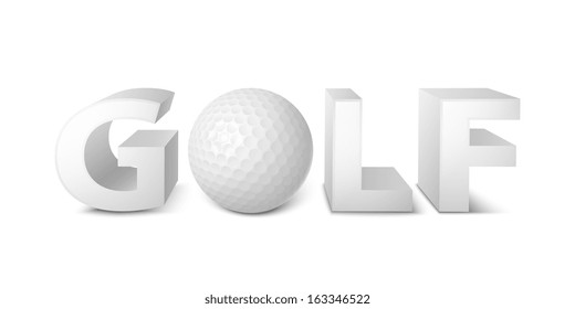 Golf ball sign or emblem template 3d vector illustration