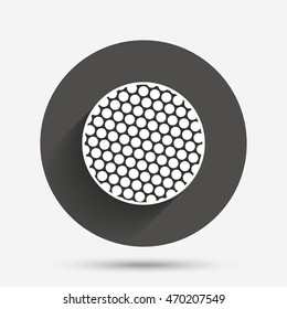 Golf ball sign icon. Sport symbol. Circle flat button with shadow. Vector