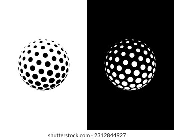 Golf ball silhouette halftone logo icon template