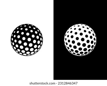 Golf ball silhouette halftone logo icon vector illustration