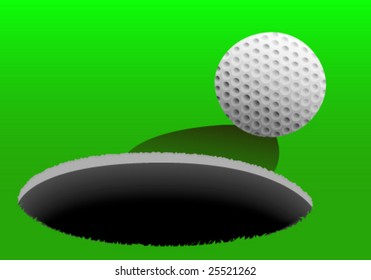 A golf ball sits on a green close to the cup.
