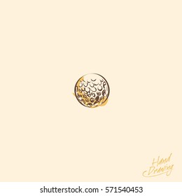 Golf Ball Sketch. Drawing Doodle Collection, Isolated. Vector