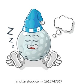 golf ball sleeping cartoon. dreaming with bubble and sleeping hat. cartoon mascot vector