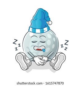 golf ball sleeping with sleeping hat cartoon. cartoon mascot vector