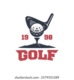 golf ball sport vintage logo design vector template illustration