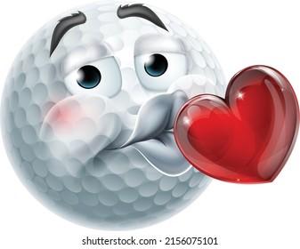 A golf ball sports emoticon face kissing heart cartoon icon