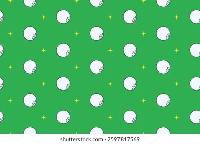 golf ball with star colorful seamless pattern on green background set. doodle golf ball with burst illustration pattern background. golf ball with light background for packaging and merchandise