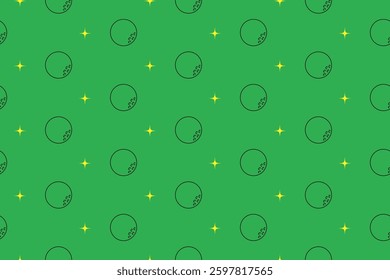 golf ball with star outline seamless pattern on green background set. doodle golf ball with burst illustration pattern background. golf ball with light background for packaging and merchandise