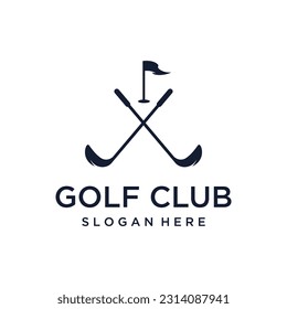 Golf ball and stick and golf course logo design. Logo for professional golf team, golf club, tournament, business, event.