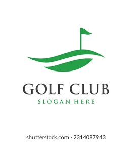 Golf ball and stick and golf course logo design. Logo for professional golf team, golf club, tournament, business, event.