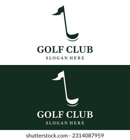Golf ball and stick and golf course logo design. Logo for professional golf team, golf club, tournament, business, event.